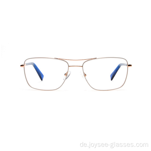 Passen Sie Logo Double Bridge Full Rim Metal Optical Frames Gläses an